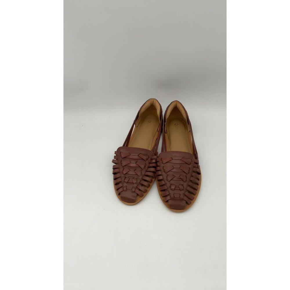 Quince Leather Huarache Flats in Brandy size 6.5